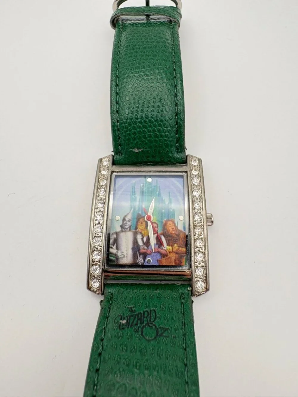 The Wizard of Oz Wristwatch Rhinestone Emerald City Green Leather Strap Watch